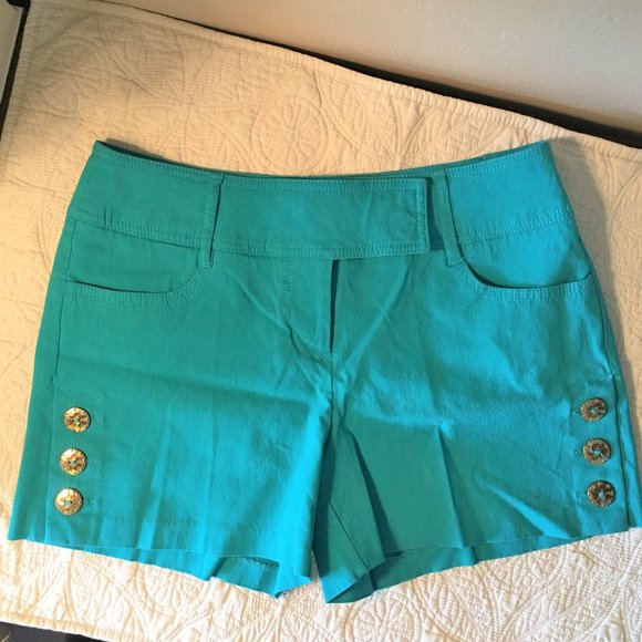 BISOU BISOU "Island Hopper" Turquoise Shorts - Picture 2 of 10